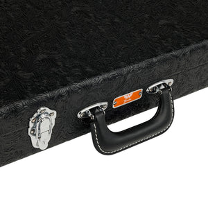 Fender Waylon Jennings Stratocaster/Telecaster Case, Black Tooled Leather