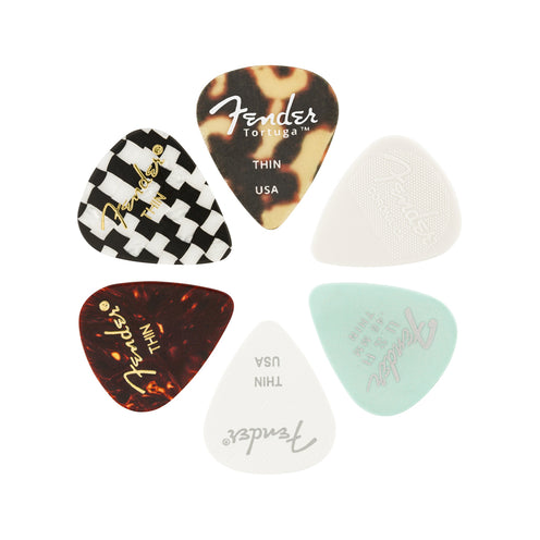 Fender 351 Material Medley Guitar Pick, 6-Pack, Thin