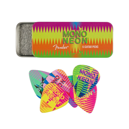 Fender MonoNeon Guitar Pick Tin, Medium, 6-Pack