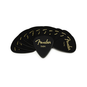 Fender 351 Premium Thin Guitar Pick, Black, 12-Pack