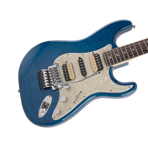 Fender Michiya Haruhata Stratocaster Electric Guitar, RW FB, Caribbean Blue Trans