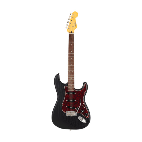 Fender MIJ Limited Stratocaster Electric Guitar, RW FB, Raw Ash Black