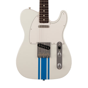 Fender Japan Traditional II 60s Telecaster Electric Guitar, RW FB, Olympic White / Blue Stripes