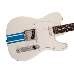 Fender Japan Traditional II 60s Telecaster Electric Guitar, RW FB, Olympic White / Blue Stripes