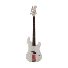 Fender Japan Traditional II 60s Precision Bass Guitar, RW FB, Olympic White / Red Stripes