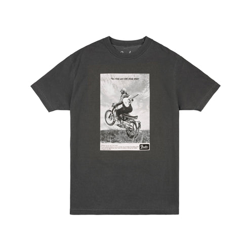 Fender Vintage Ad Motorcycle Rider Tee, Graphite
