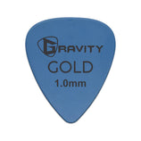 Gravity Colored Gold Traditional Teardrop Guitar Pick, 1.0mm Blue