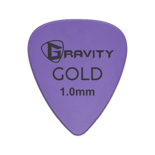 Gravity Colored Gold Traditional Teardrop Guitar Pick, 1.0mm Purple