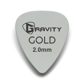 Gravity Colored Gold Traditional Teardrop Guitar Pick, 2.0mm Gray