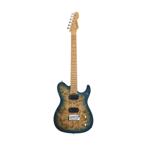 GrassRoots G-THROBBER-WK/M-NDBLSB Electric Guitar, Roasted Maple FB, Natural Dark Blue Sunburst