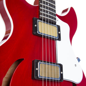 Harmony Standard Comet Electric Guitar w/Case, RW FB, Trans Red