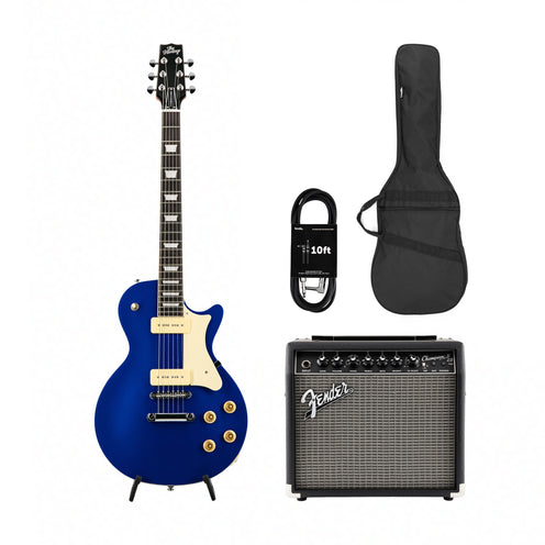 Heritage Ascent+ Collection H-150 P90 Electric Guitar, Midnight Blue w/ Fender Champion II 25 Bundle