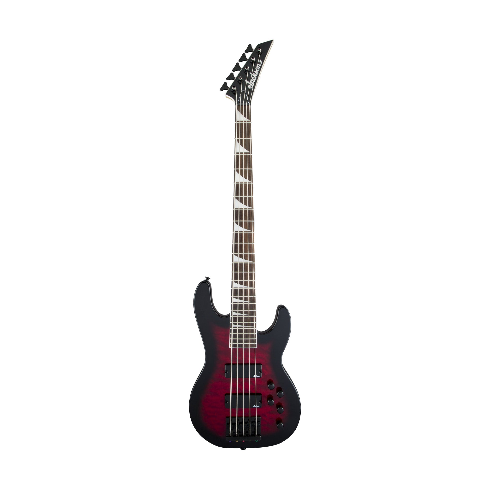 Jackson JS Series Concert Bass JS3VQ Guitar, Amaranth FB, Transparent Red Burst