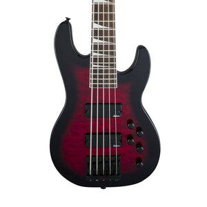 Jackson JS Series Concert Bass JS3VQ Guitar, Amaranth FB, Transparent Red Burst