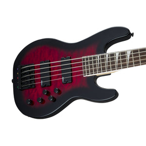 Jackson JS Series Concert Bass JS3VQ Guitar, Amaranth FB, Transparent Red Burst