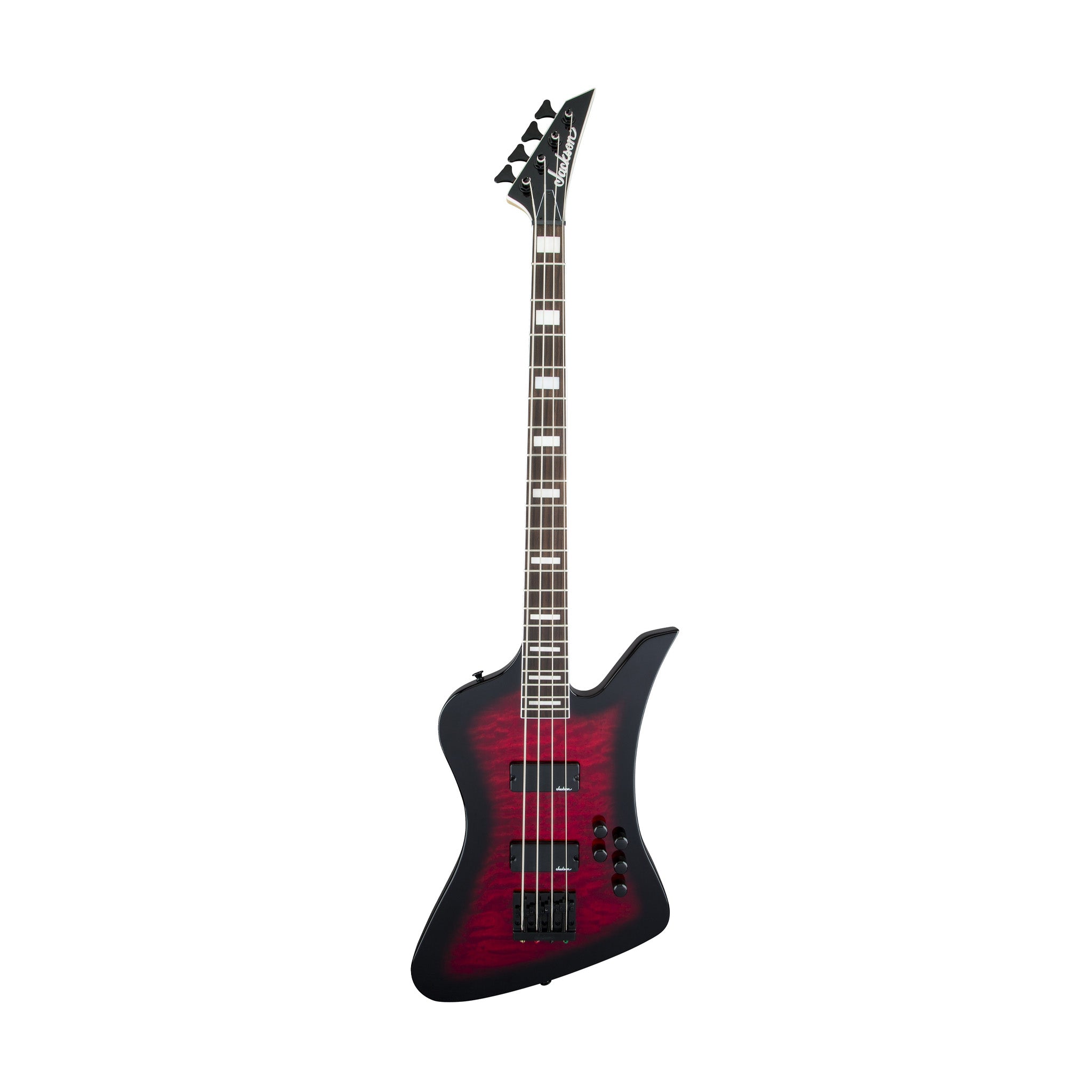 Jackson JS Series Kelly Bird Bass JS3Q Guitar, Amaranth FB, Transparent Red Burst