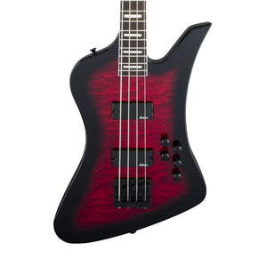Jackson JS Series Kelly Bird Bass JS3Q Guitar, Amaranth FB, Transparent Red Burst