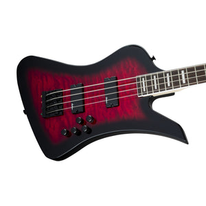 Jackson JS Series Kelly Bird Bass JS3Q Guitar, Amaranth FB, Transparent Red Burst