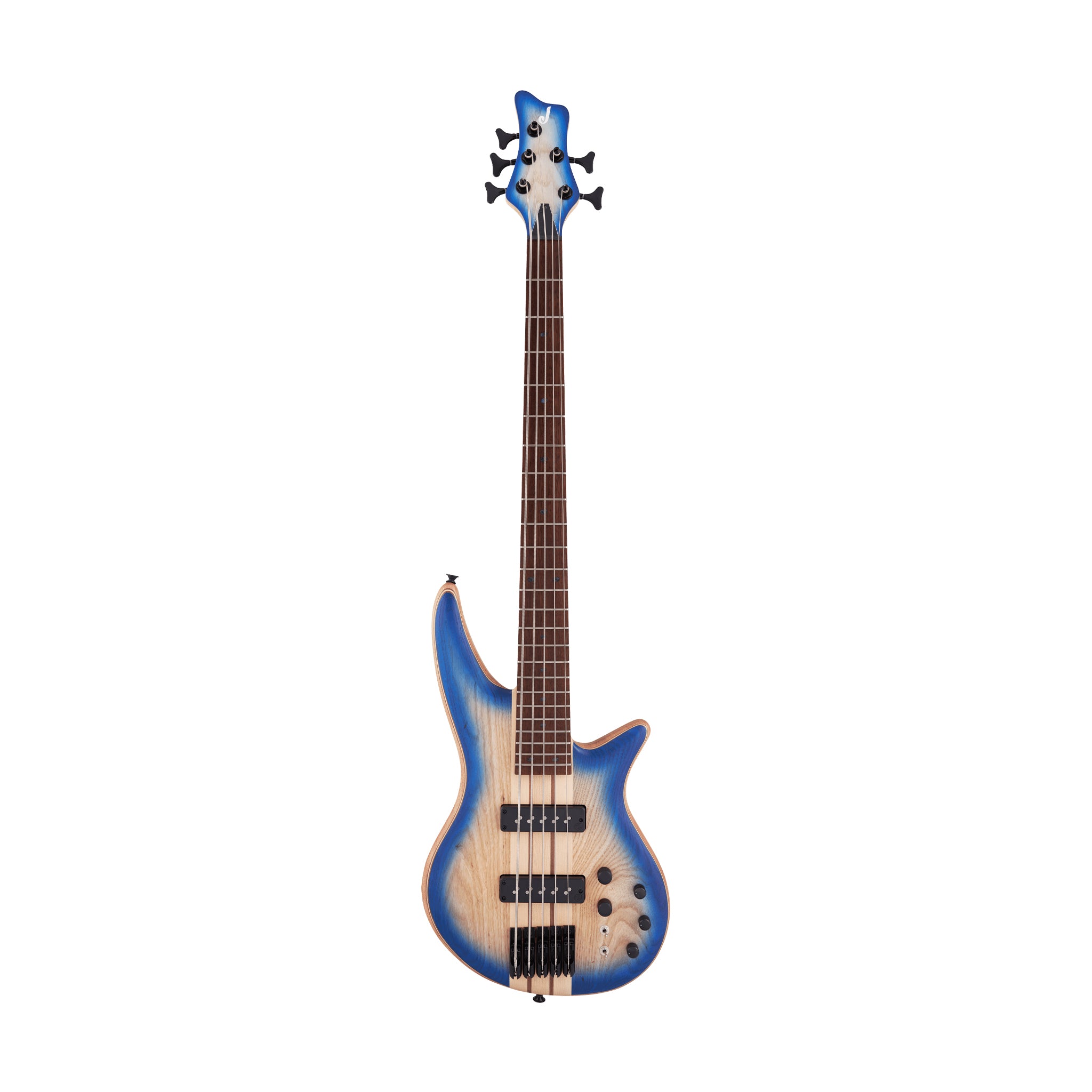 Jackson Pro Series Spectra SBP V Bass Guitar, Caramelized Jatoba FB, Transparent Blue Burst