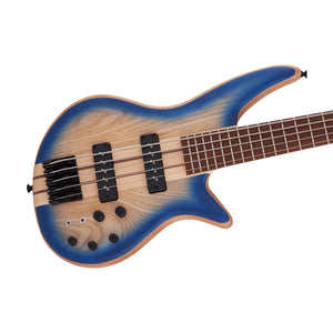 Jackson Pro Series Spectra SBP V Bass Guitar, Caramelized Jatoba FB, Transparent Blue Burst