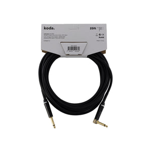 koda plus KIC20RA Straight-Angled Instrument Cable, 20ft, Black