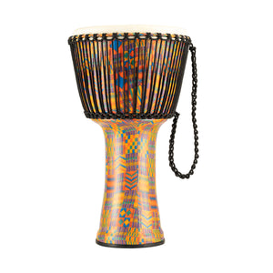 MEINL Percussion PADJ2-XL-G 14inch Rope Tuned Travel Series Djembe, Goat Head, Kenyan Quilt