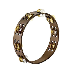MEINL Percussion TA2VM-WB Vintage Wood Tambourine, Mix Jingles(Nickel & Brass), Walnut Brown