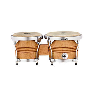 MEINL Percussion WB200SNT-M 6-3/4+8inch Wood Bongo, Super Natural, Chrome Plated