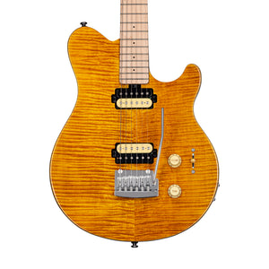 Sterling by Music Man AX3FM Axis Flame Maple Electric Guitar, Maple FB, Trans Gold