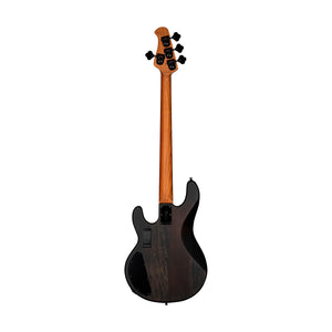 Sterling by Music Man Ray34 HH Poplar Burl Top Bass Guitar, Trans Black Satin