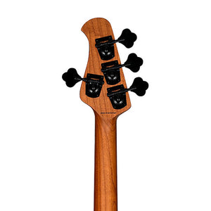 Sterling by Music Man Ray34 HH Poplar Burl Top Bass Guitar, Trans Black Satin