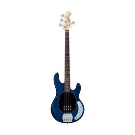 Sterling S.U.B Series RAY4 4-String Electric Bass Guitar, Jatoba FB, Trans Blue Satin (RAY4-TBLS-R1)